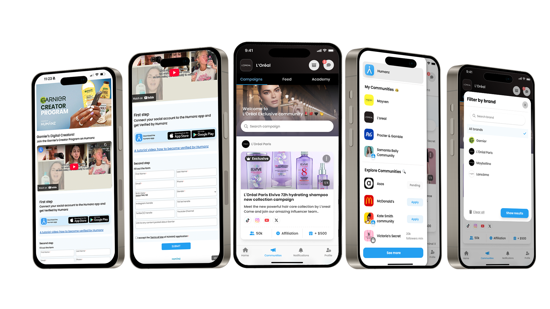 L'Oréalistar app on Humanz — showing the creator community experience